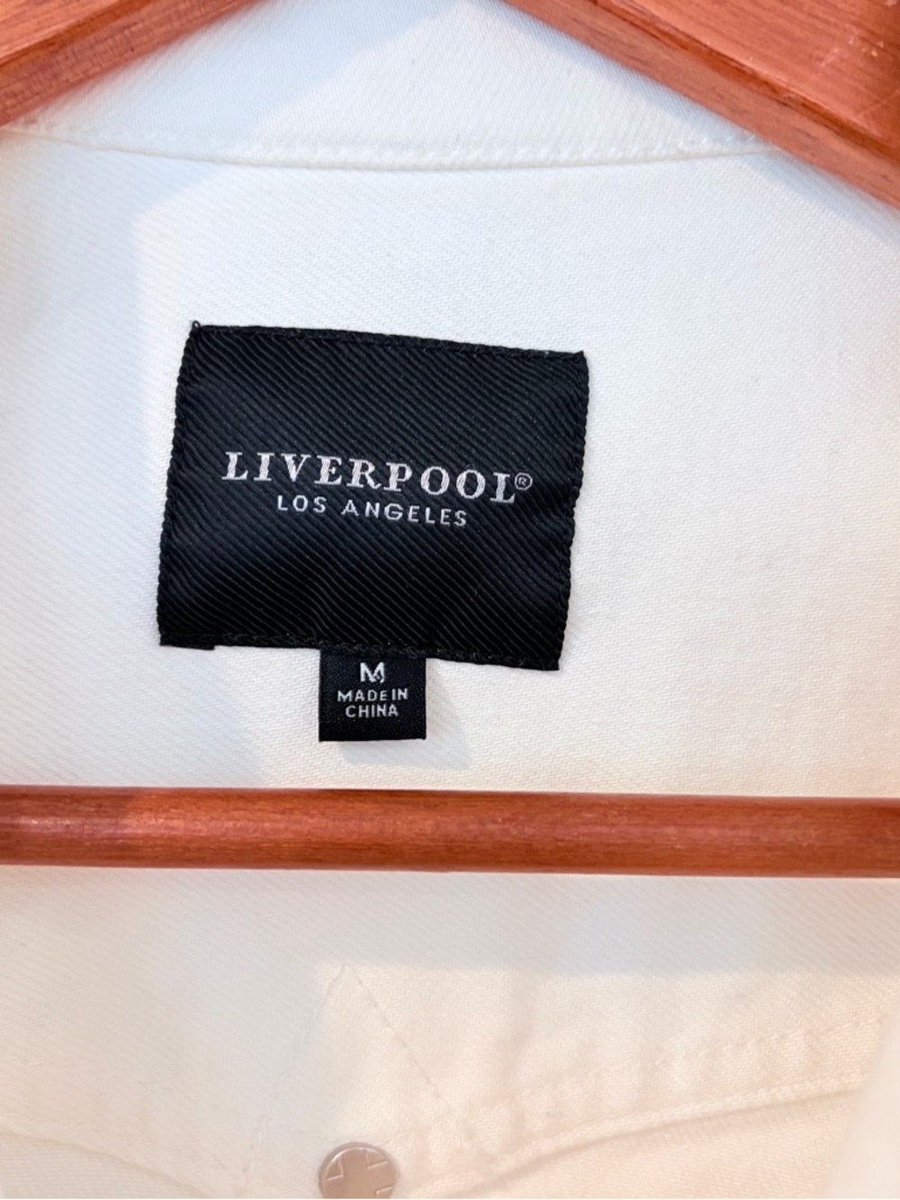 Liverpool LA White Denim Jacket Frayed Hem Minimalist Cropped M Clean Girl - Picture 2 of 10